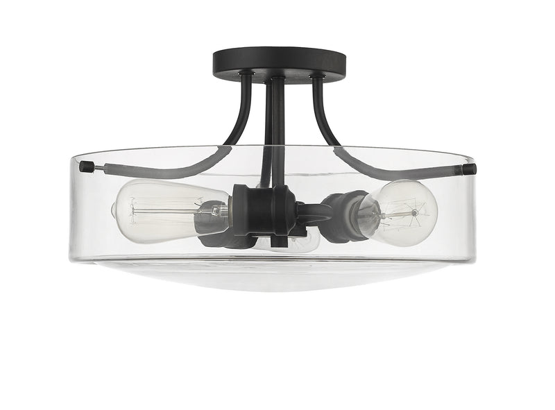 Z-Lite 471SF-MB Three Light Semi Flush Mount, Matte Black