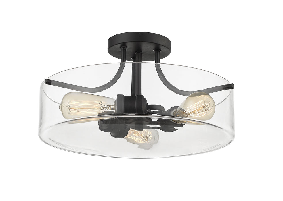 Z-Lite 471SF-MB Three Light Semi Flush Mount, Matte Black