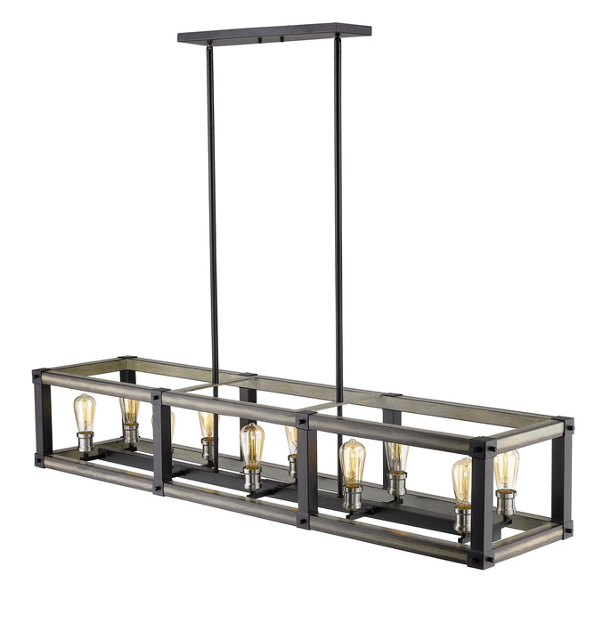 Z-Lite 472-10L-ABB Ten Light Linear Chandelier, Ashen Barnboard