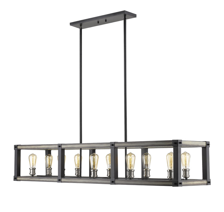 Z-Lite 472-10L-ABB Ten Light Linear Chandelier, Ashen Barnboard