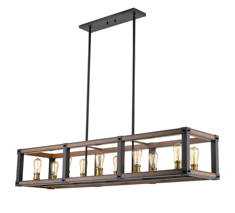 Z-Lite 472-10L-RM Ten Light Linear Chandelier, Rustic Mahogany