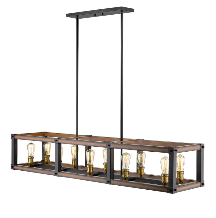 Z-Lite 472-10L-RM Ten Light Linear Chandelier, Rustic Mahogany
