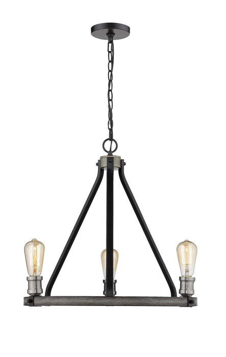 Z-Lite 472-3ABB Three Light Chandelier, Ashen Barnboard