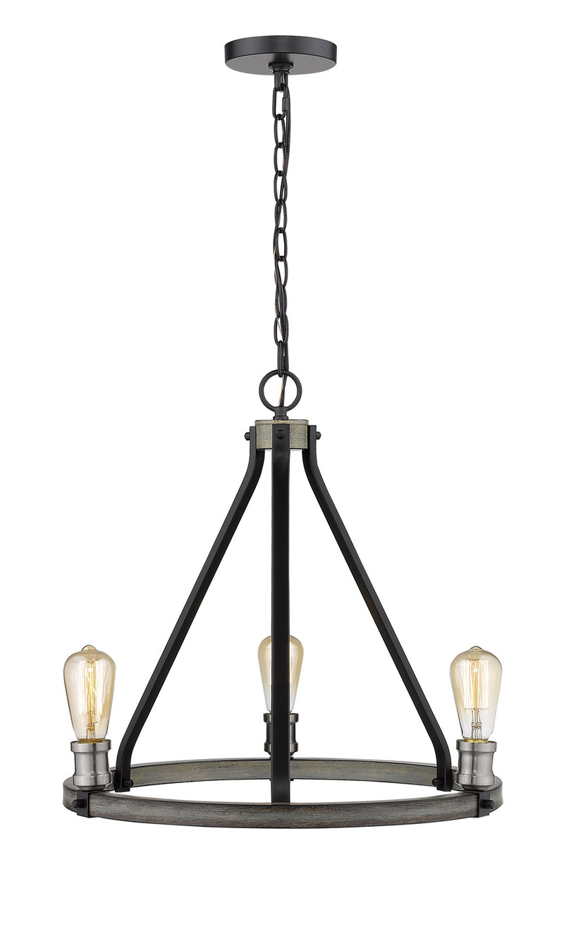Z-Lite 472-3ABB Three Light Chandelier, Ashen Barnboard
