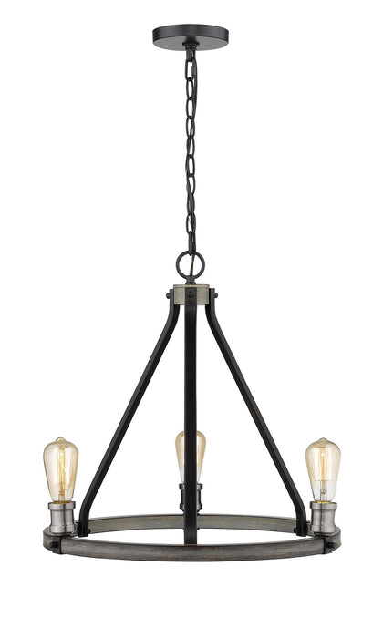 Z-Lite 472-3ABB Three Light Chandelier, Ashen Barnboard