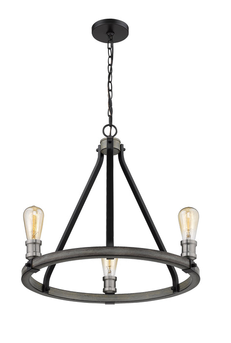 Z-Lite 472-3ABB Three Light Chandelier, Ashen Barnboard