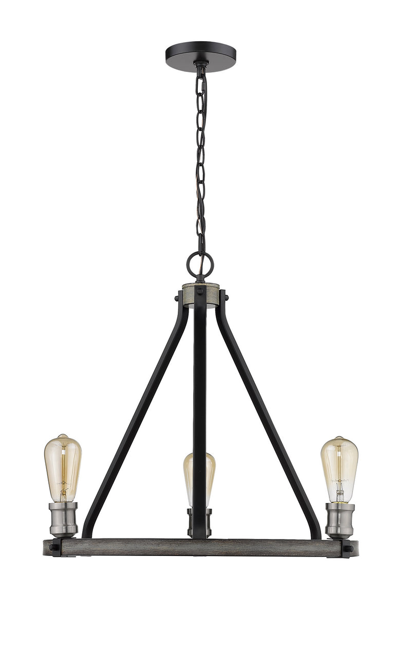 Z-Lite 472-3ABB Three Light Chandelier, Ashen Barnboard