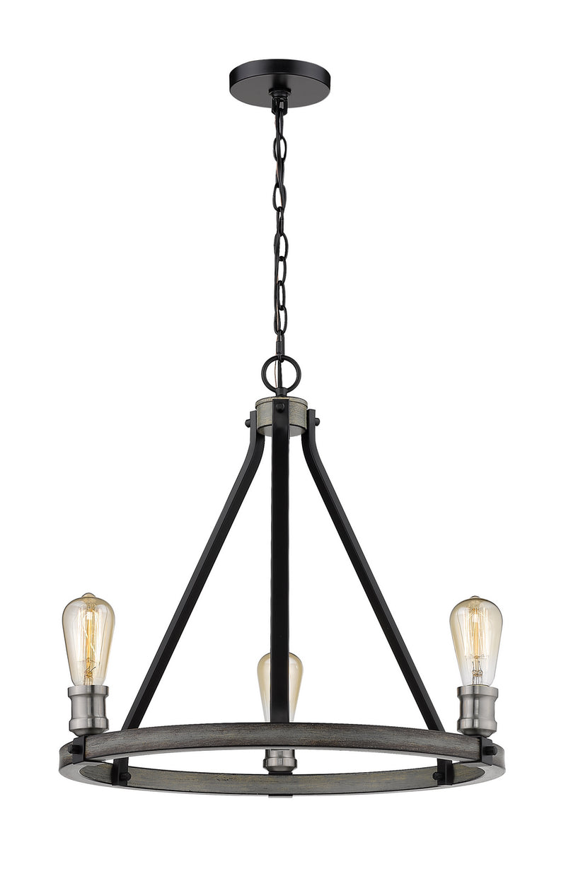 Z-Lite 472-3ABB Three Light Chandelier, Ashen Barnboard