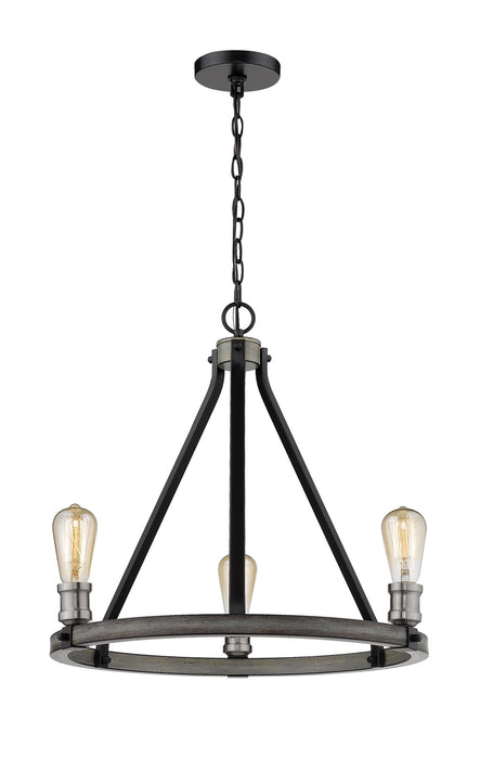 Z-Lite 472-3ABB Three Light Chandelier, Ashen Barnboard