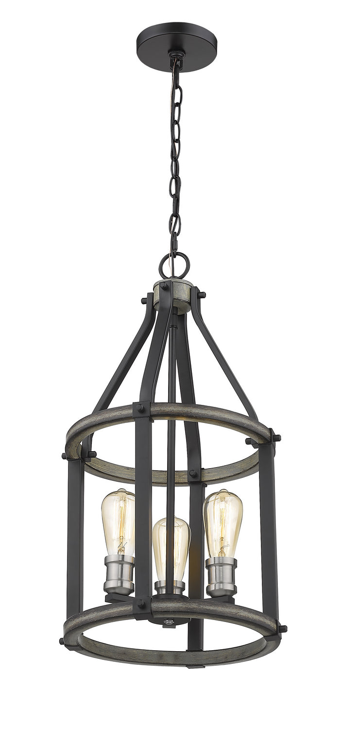 Z-Lite 472-3P-ABB Three Light Pendant, Ashen Barnboard