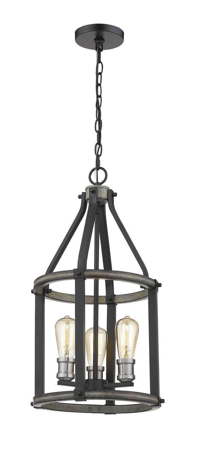 Z-Lite 472-3P-ABB Three Light Pendant, Ashen Barnboard