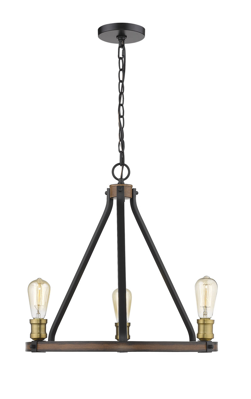 Z-Lite 472-3RM Three Light Chandelier, Rustic Mahogany