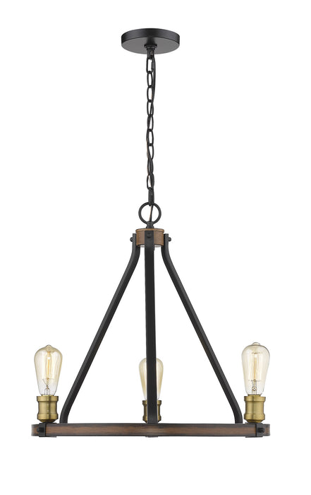 Z-Lite 472-3RM Three Light Chandelier, Rustic Mahogany