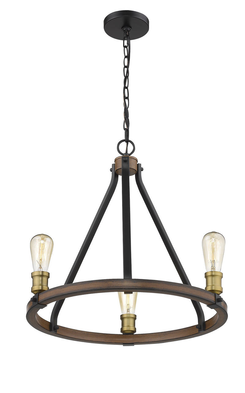 Z-Lite 472-3RM Three Light Chandelier, Rustic Mahogany