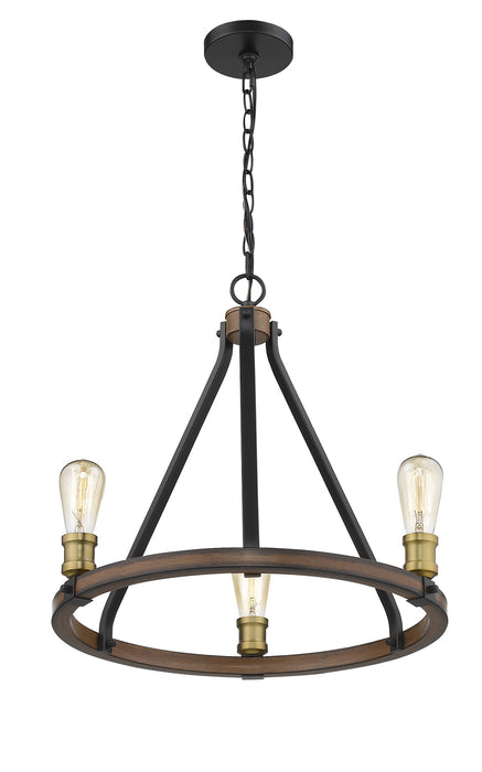 Z-Lite 472-3RM Three Light Chandelier, Rustic Mahogany