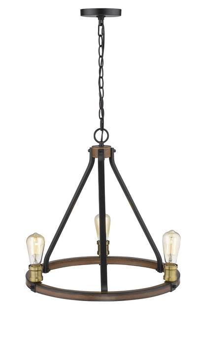 Z-Lite 472-3RM Three Light Chandelier, Rustic Mahogany