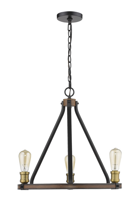 Z-Lite 472-3RM Three Light Chandelier, Rustic Mahogany