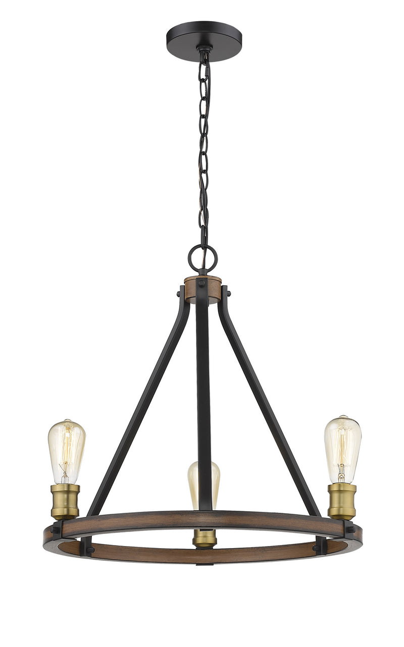 Z-Lite 472-3RM Three Light Chandelier, Rustic Mahogany