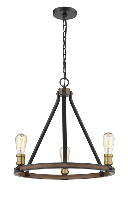 Z-Lite 472-3RM Three Light Chandelier, Rustic Mahogany