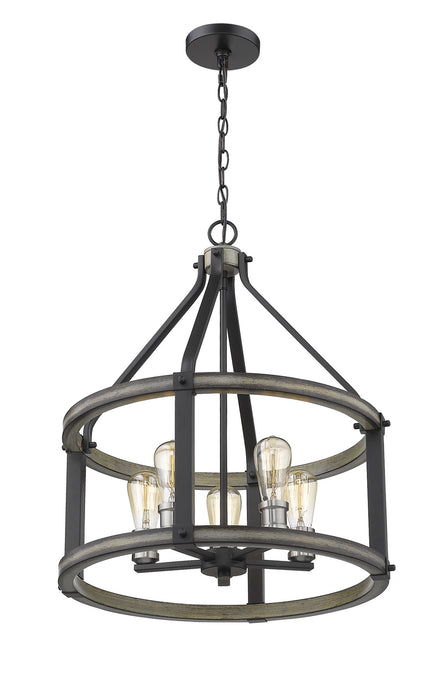 Z-Lite 472-5D-ABB Five Light Chandelier, Ashen Barnboard