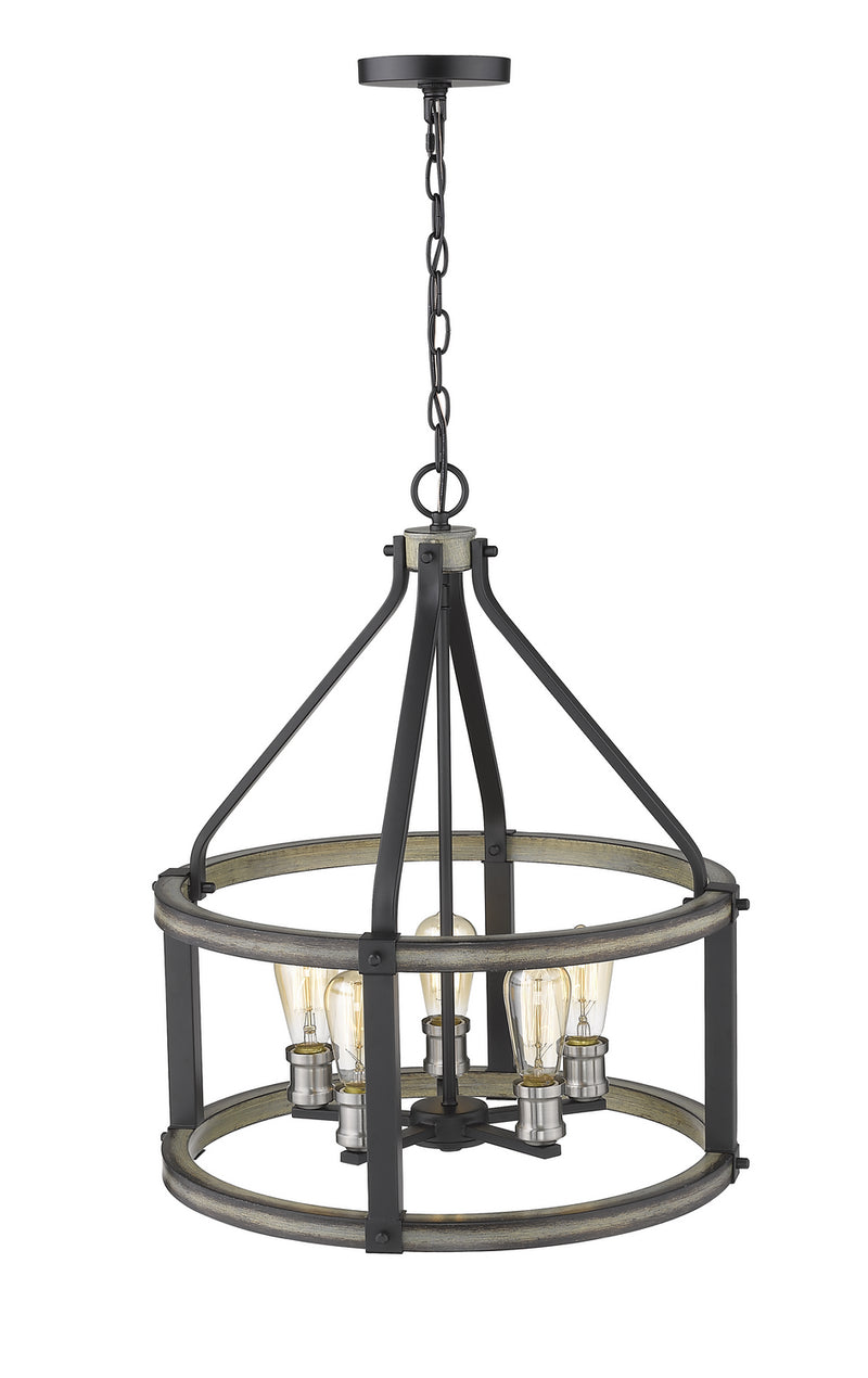Z-Lite 472-5D-ABB Five Light Chandelier, Ashen Barnboard