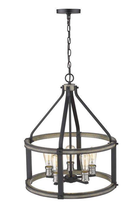 Z-Lite 472-5D-ABB Five Light Chandelier, Ashen Barnboard