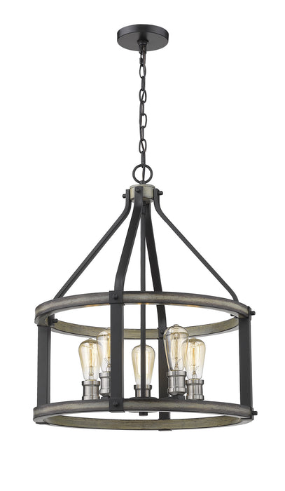 Z-Lite 472-5D-ABB Five Light Chandelier, Ashen Barnboard