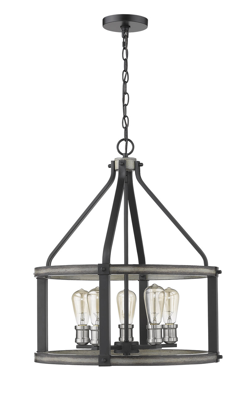 Z-Lite 472-5D-ABB Five Light Chandelier, Ashen Barnboard