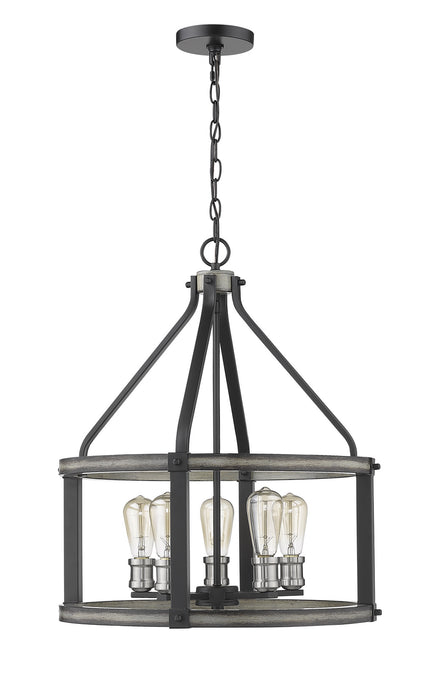 Z-Lite 472-5D-ABB Five Light Chandelier, Ashen Barnboard