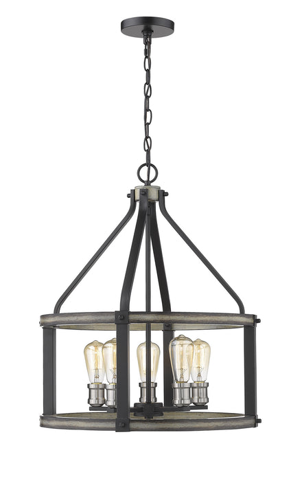 Z-Lite 472-5D-ABB Five Light Chandelier, Ashen Barnboard