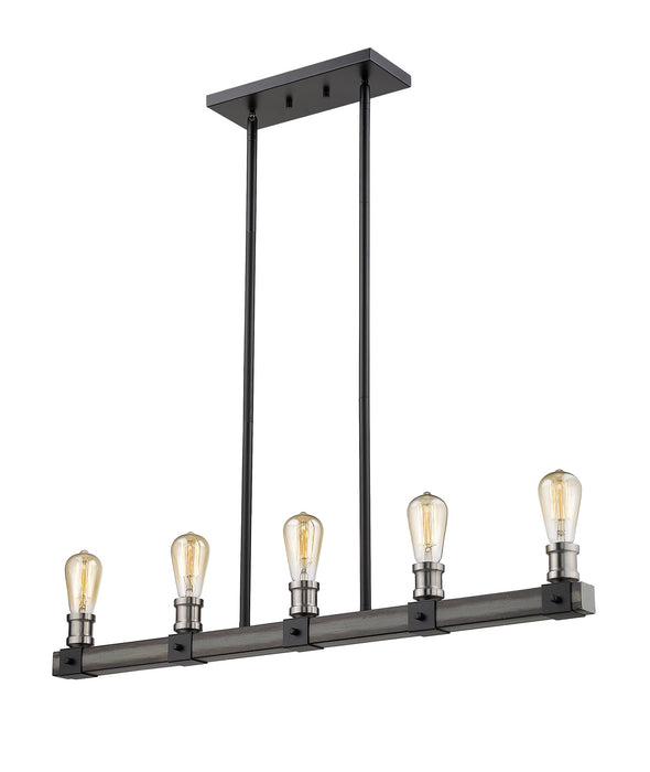Z-Lite 472-5L-ABB Five Light Linear Chandelier, Ashen Barnboard