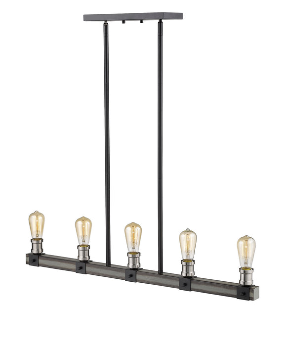 Z-Lite 472-5L-ABB Five Light Linear Chandelier, Ashen Barnboard