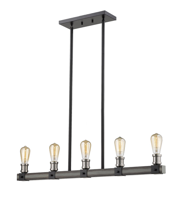 Z-Lite 472-5L-ABB Five Light Linear Chandelier, Ashen Barnboard
