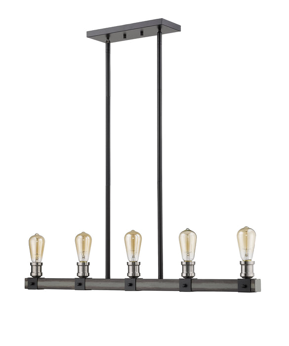 Z-Lite 472-5L-ABB Five Light Linear Chandelier, Ashen Barnboard