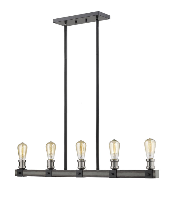 Z-Lite 472-5L-ABB Five Light Linear Chandelier, Ashen Barnboard