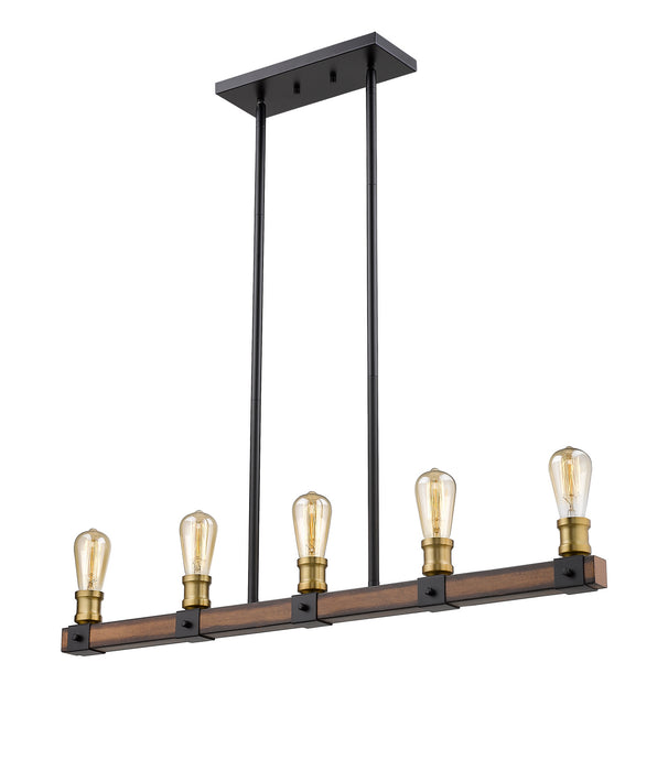 Z-Lite 472-5L-RM Five Light Linear Chandelier, Rustic Mahogany