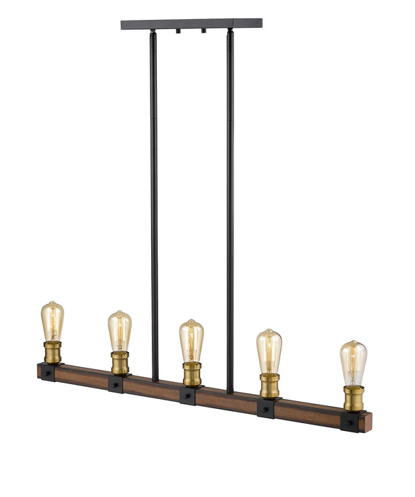 Z-Lite 472-5L-RM Five Light Linear Chandelier, Rustic Mahogany