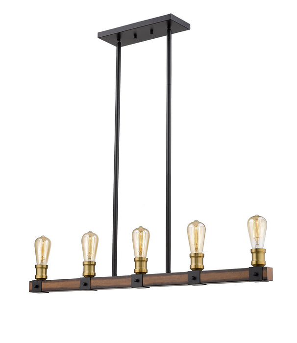 Z-Lite 472-5L-RM Five Light Linear Chandelier, Rustic Mahogany
