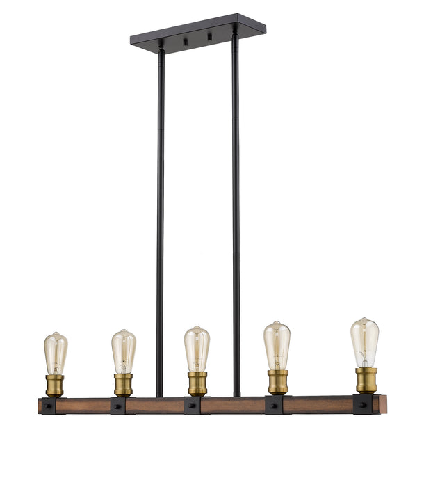Z-Lite 472-5L-RM Five Light Linear Chandelier, Rustic Mahogany