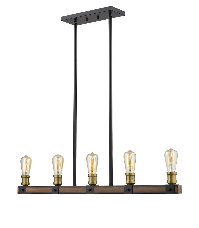 Z-Lite 472-5L-RM Five Light Linear Chandelier, Rustic Mahogany