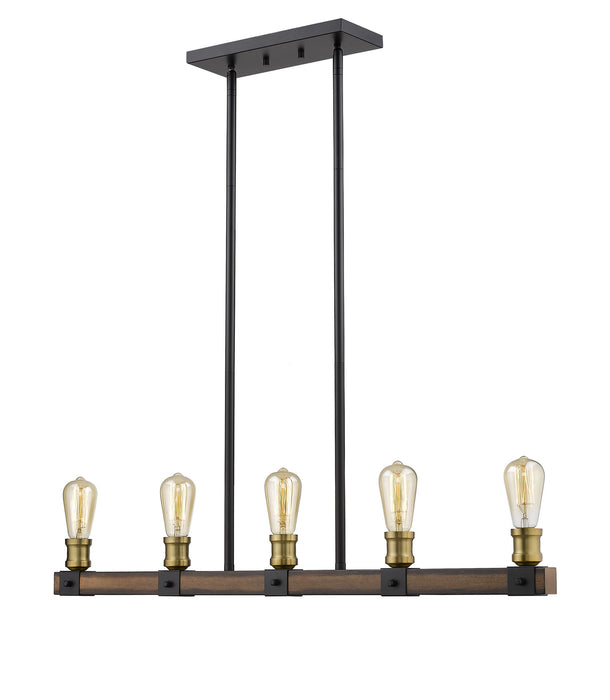 Z-Lite 472-5L-RM Five Light Linear Chandelier, Rustic Mahogany