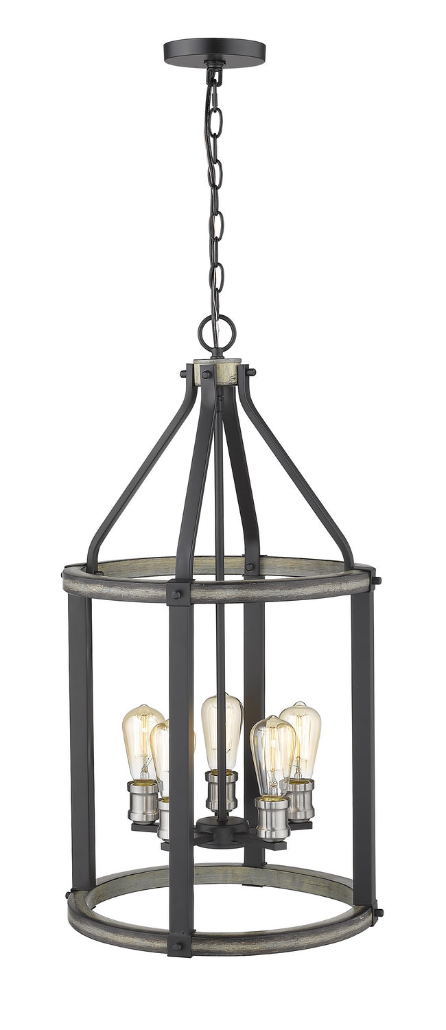 Z-Lite 472-5P-ABB Five Light Chandelier, Ashen Barnboard