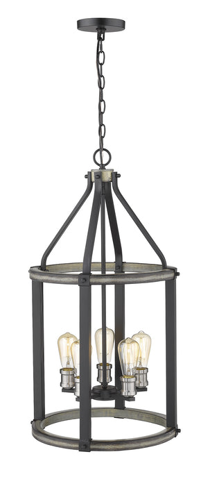 Z-Lite 472-5P-ABB Five Light Chandelier, Ashen Barnboard