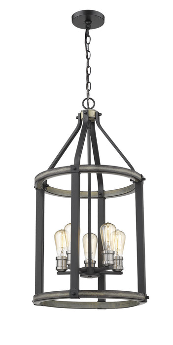 Z-Lite 472-5P-ABB Five Light Chandelier, Ashen Barnboard