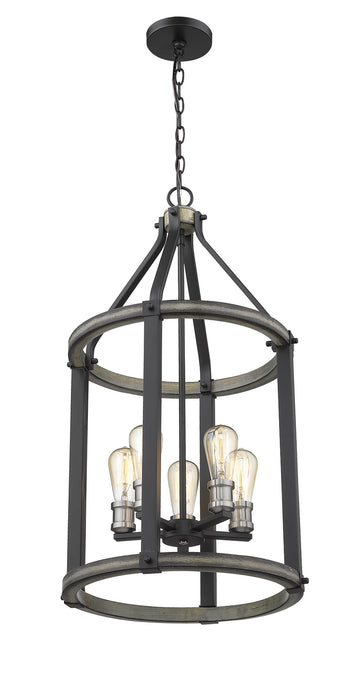 Z-Lite 472-5P-ABB Five Light Chandelier, Ashen Barnboard