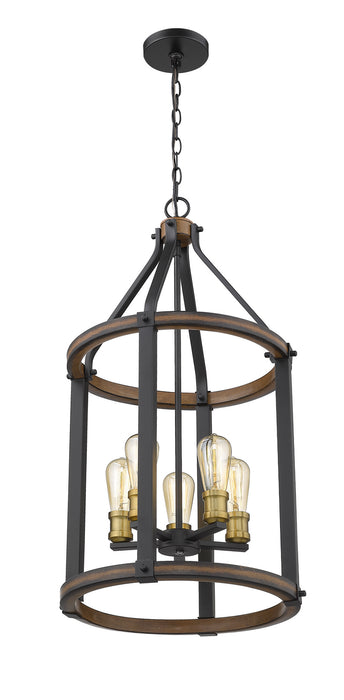 Z-Lite 472-5P-RM Five Light Chandelier, Rustic Mahogany