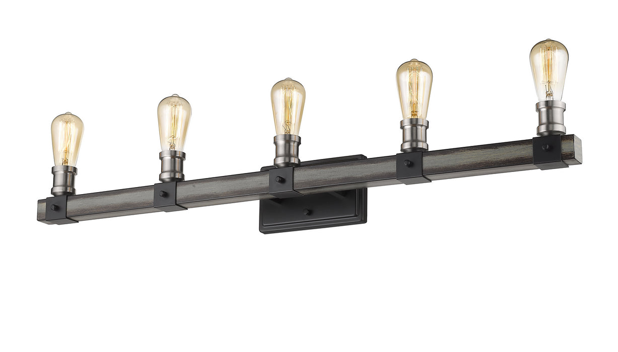 Z-Lite 472-5V-ABB Five Light Vanity, Ashen Barnboard