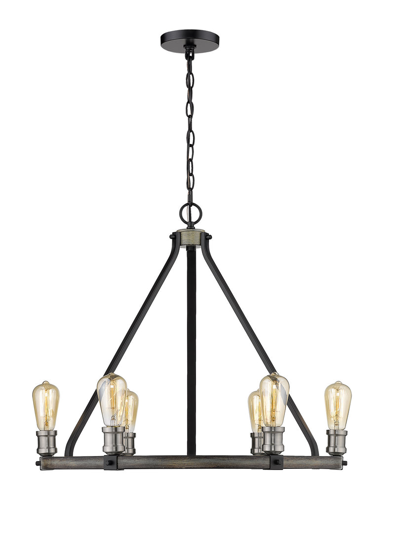 Z-Lite 472-6ABB Six Light Chandelier, Ashen Barnboard