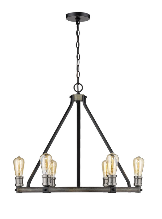 Z-Lite 472-6ABB Six Light Chandelier, Ashen Barnboard