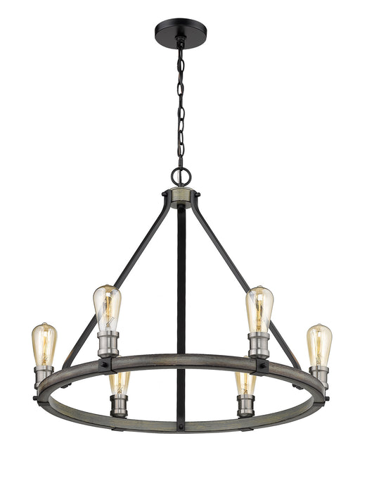 Z-Lite 472-6ABB Six Light Chandelier, Ashen Barnboard